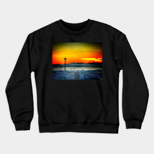 Seattle sunset Crewneck Sweatshirt by WelshDesigns